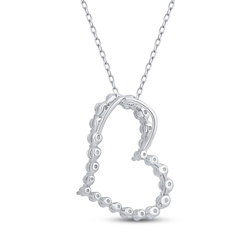 Main Image 3 of KAY Lab-Grown Diamonds Graduated Tilted Heart Necklace 1 ct tw 10K White Gold 18"