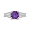 Thumbnail Image 3 of Cushion-Cut Lab-Created Alexandrite & White Lab-Created Sapphire Ring Sterling Silver