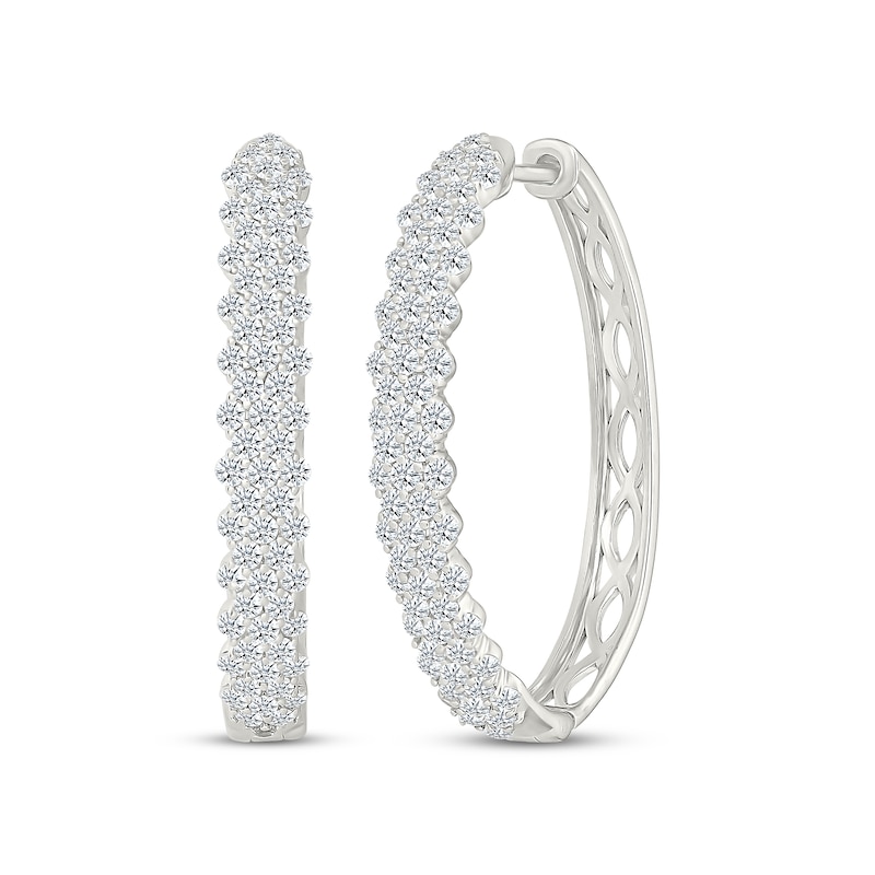 Main Image 1 of KAY Lab-Grown Diamonds Hoop Earrings 2 ct tw 10K White Gold