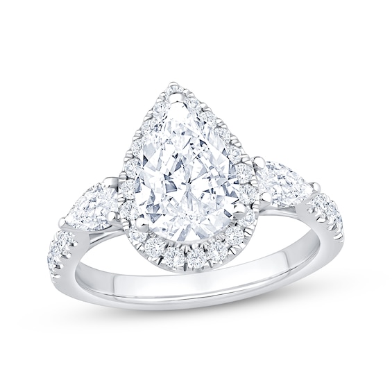 Now + Forever Lab-Grown Diamonds Pear-Shaped Halo Engagement Ring 2-1/3 ct tw 14K White Gold