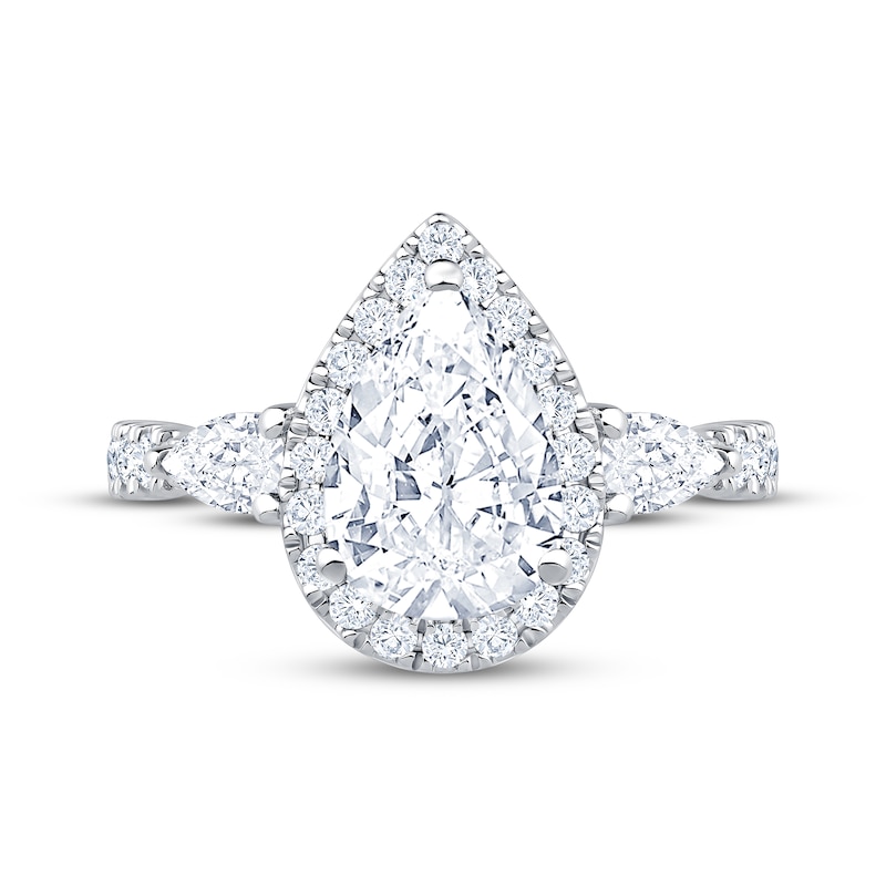 Main Image 3 of Now + Forever Lab-Grown Diamonds Pear-Shaped Halo Engagement Ring 2-1/3 ct tw 14K White Gold