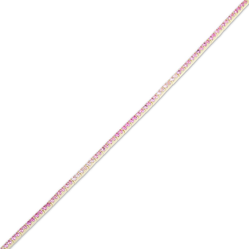 Main Image 2 of STUDIO BY KAY Pink Lab-Created Sapphire Ombré Tennis Bracelet 24K Yellow Gold Vermeil Sterling Silver 7.25"