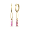 Thumbnail Image 1 of STUDIO BY KAY Pink Lab-Created Sapphire Ombré Hoop Drop Earrings 24K Yellow Gold Vermeil Sterling Silver