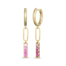 STUDIO BY KAY Pink Lab-Created Sapphire Ombré Hoop Drop Earrings 24K Yellow Gold Vermeil Sterling Silver