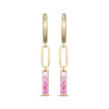 Thumbnail Image 2 of STUDIO BY KAY Pink Lab-Created Sapphire Ombré Hoop Drop Earrings 24K Yellow Gold Vermeil Sterling Silver