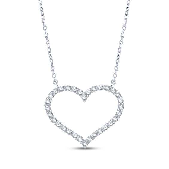 Diamond Heart Outline Necklace 1/ ct tw 10K White Gold 18