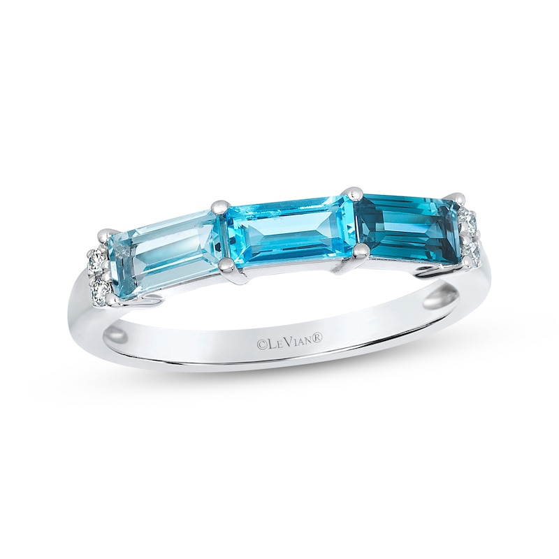 Main Image 1 of Le Vian Baguette-Cut Blue Topaz Ring Diamonds 14K Vanilla Gold