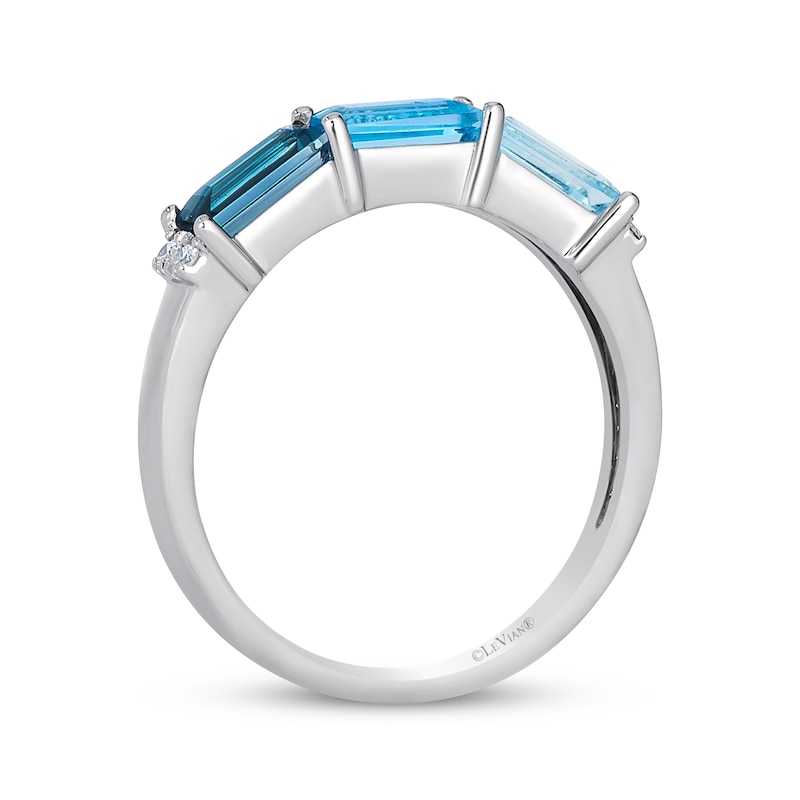 Main Image 3 of Le Vian Baguette-Cut Blue Topaz Ring Diamonds 14K Vanilla Gold