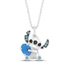 Thumbnail Image 1 of Disney Treasures Lilo & Stitch Lab-Created Opal, London Blue Topaz & Diamond Accent Necklace Sterling Silver 19"