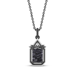 Disney Treasures The Nightmare Before Christmas Octagon-Cut Black Quartz & Diamond Accent Necklace Black Rhodium-Plated Sterling Silver 19"
