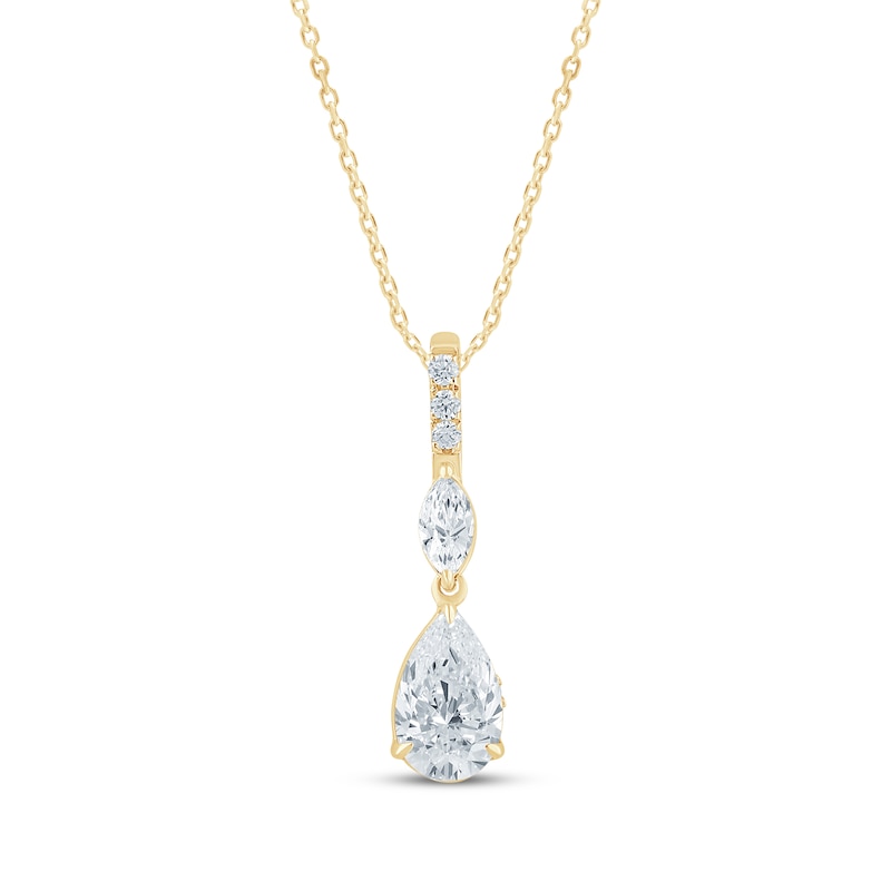 Main Image 1 of Monique Lhuillier Bliss Pear-Shaped Lab-Grown Diamond Drop Necklace 3/4 ct tw 24K Yellow Gold Vermeil Sterling Silver 18"