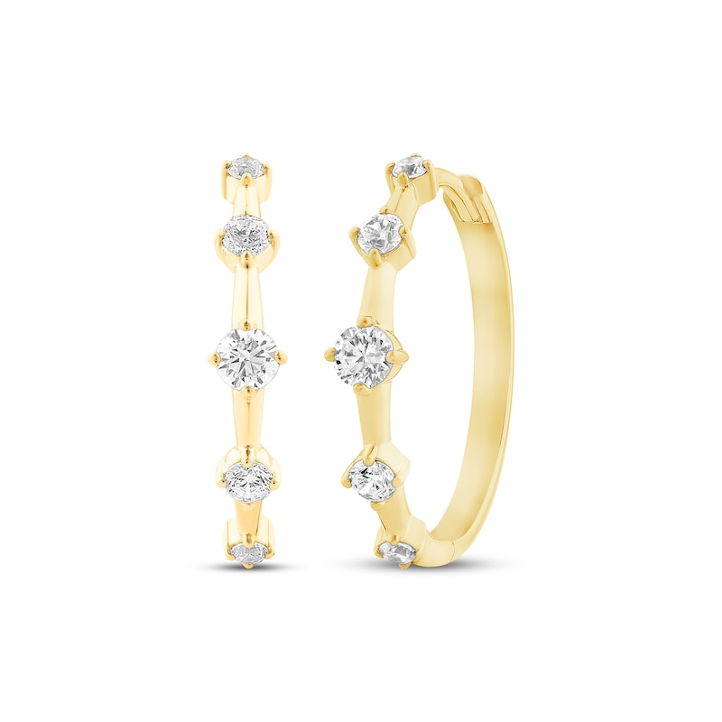 Main Image 1 of Milestones Lab-Grown Diamond Station Hoop Earrings 1/2 ct tw 10K Yellow Gold