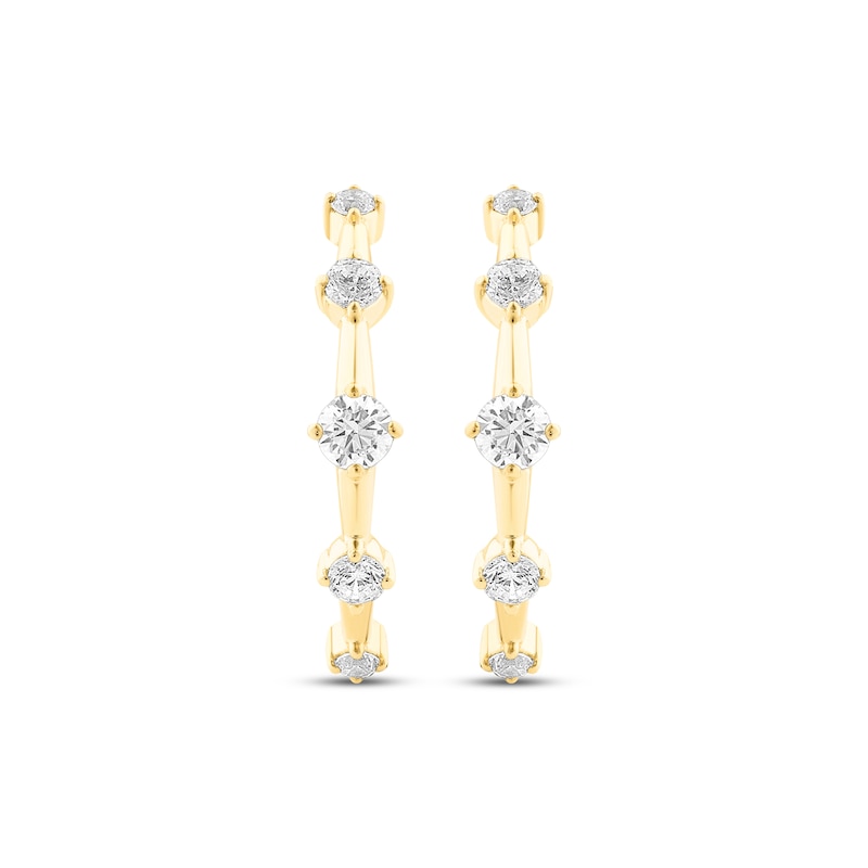 Main Image 2 of Milestones Lab-Grown Diamond Station Hoop Earrings 1/2 ct tw 10K Yellow Gold