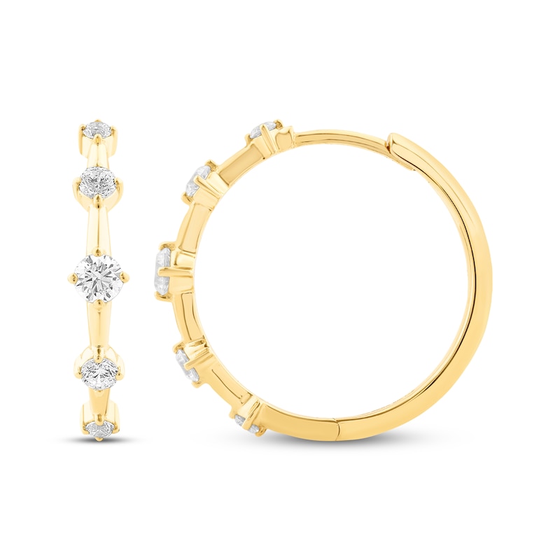 Main Image 3 of Milestones Lab-Grown Diamond Station Hoop Earrings 1/2 ct tw 10K Yellow Gold