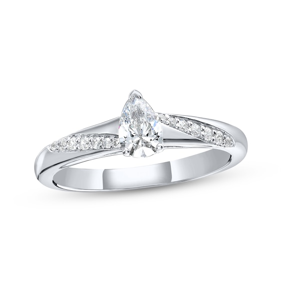 Pear-Shaped Diamond Engagement Ring 5/8 ct tw 14K White Gold