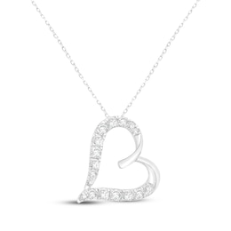 KAY Lab-Grown Diamonds Tilted Heart Necklace 1 ct tw 10K White Gold 18"