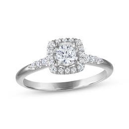 KAY Signature Collection Diamond Halo Engagement Ring 3/8 ct tw 14K White Gold