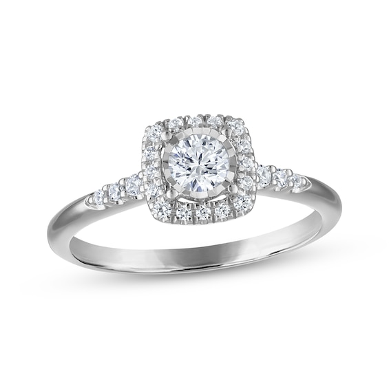 KAY Signature Collection Diamond Halo Engagement Ring 3/8 ct tw 14K White Gold