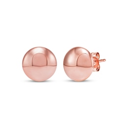 Flat Ball Stud Earrings 14K Rose Gold 8mm