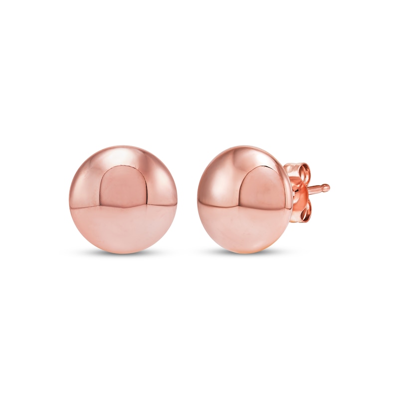 Main Image 1 of Flat Ball Stud Earrings 14K Rose Gold 8mm