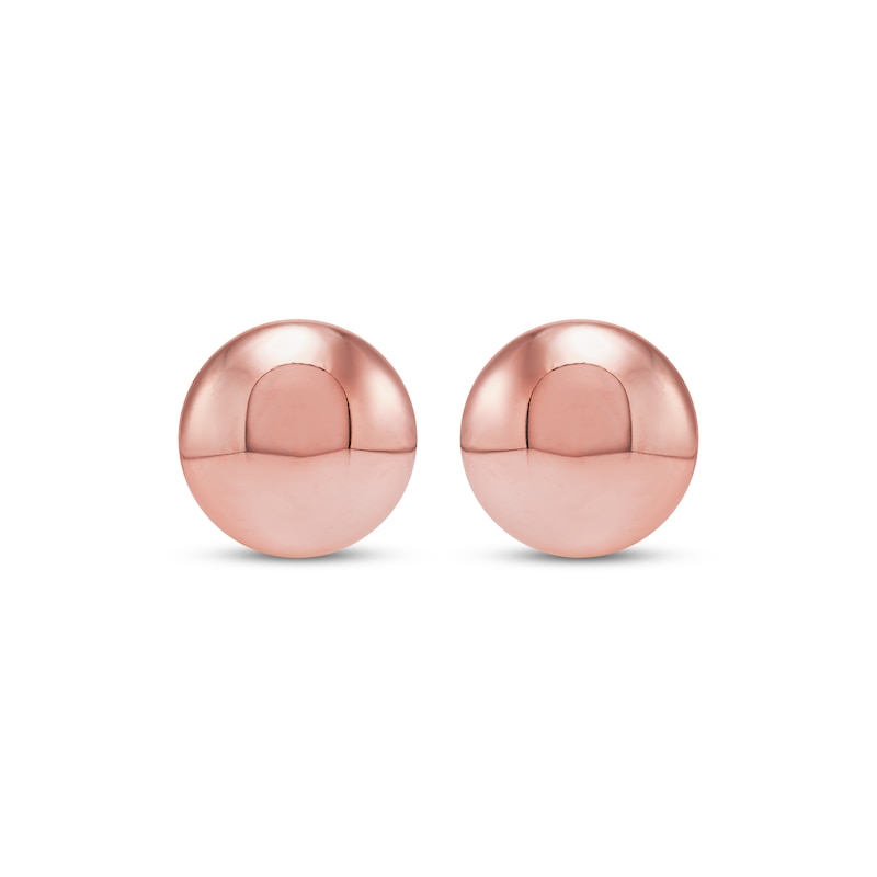 Main Image 2 of Flat Ball Stud Earrings 14K Rose Gold 8mm