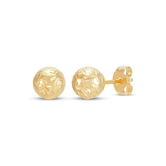 Diamond-Cut Ball Stud Earrings 14K Yellow Gold 5mm