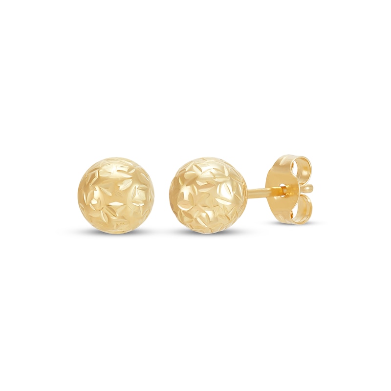 Main Image 1 of Diamond-Cut Ball Stud Earrings 14K Yellow Gold 5mm