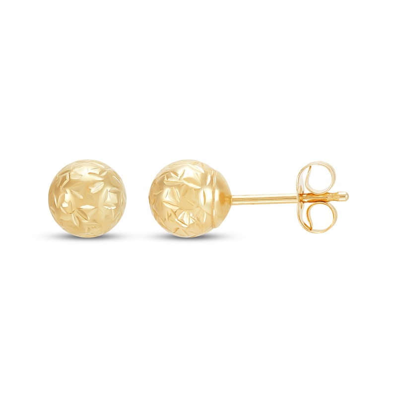 Main Image 3 of Diamond-Cut Ball Stud Earrings 14K Yellow Gold 5mm