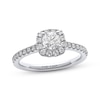 Thumbnail Image 1 of THE LEO Diamond Round-Cut Cushion Halo Engagement Ring 7/8 ct tw 14K White Gold