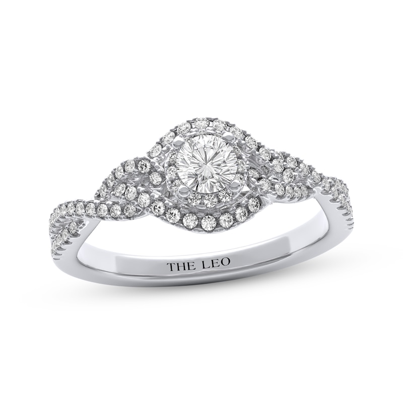 Main Image 1 of THE LEO Diamond Round-Cut Bypass Halo Engagement Ring 5/8 ct tw 14K White Gold