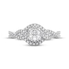 Thumbnail Image 3 of THE LEO Diamond Round-Cut Bypass Halo Engagement Ring 5/8 ct tw 14K White Gold