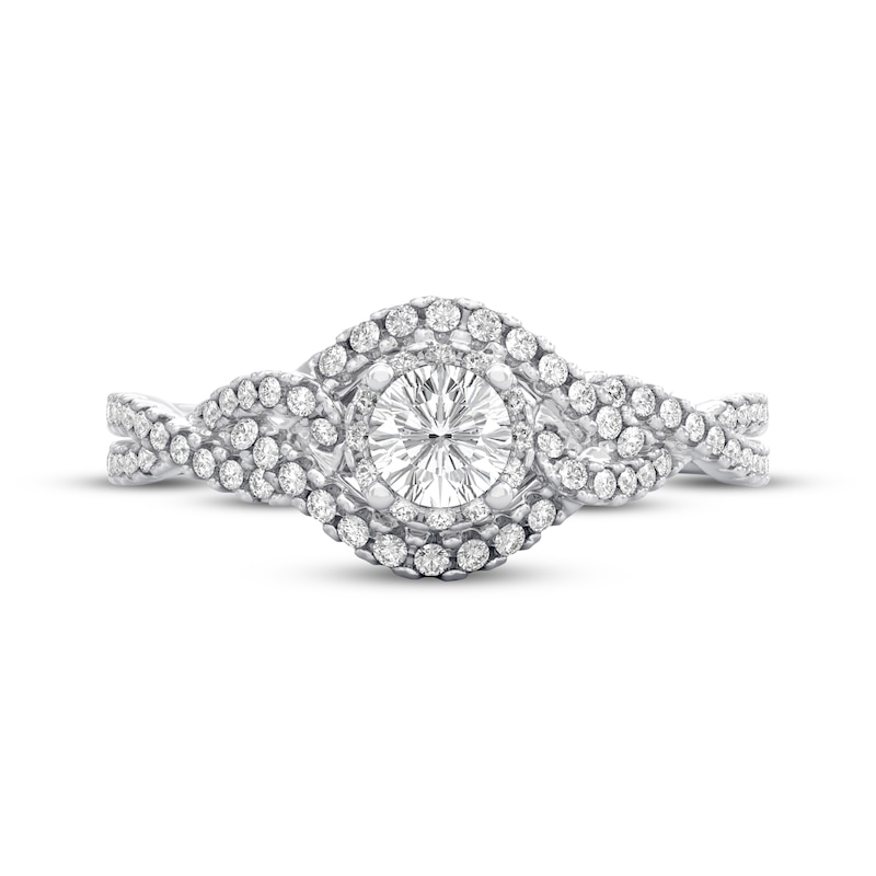 Main Image 3 of THE LEO Diamond Round-Cut Bypass Halo Engagement Ring 5/8 ct tw 14K White Gold