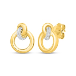 Diamond Circle Knot Earrings 1/5 ct tw 14K Yellow Gold Vermeil Sterling Silver