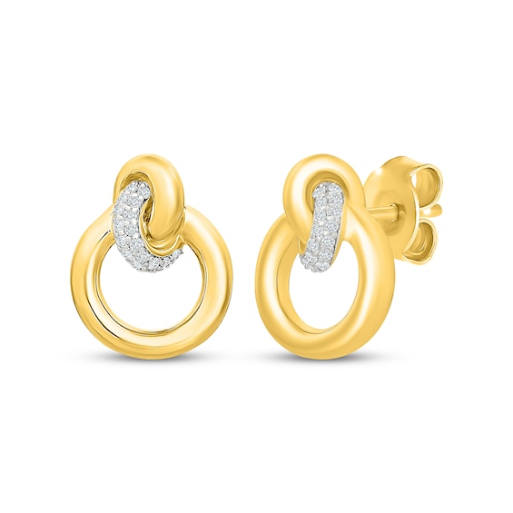 Diamond Circle Knot Earrings 1/5 ct tw 14K Yellow Gold Vermeil Sterling Silver