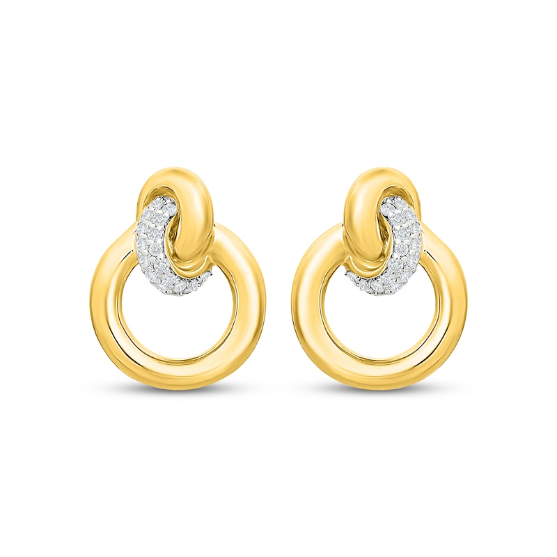 Main Image 2 of Diamond Circle Knot Earrings 1/5 ct tw 14K Yellow Gold Vermeil Sterling Silver