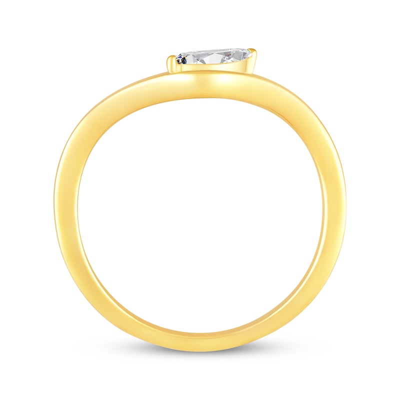 Main Image 3 of STUDIO BY KAY Marquise-Cut Lab-Grown Diamond Solitaire Wave Ring 1/5 ct tw 24K Yellow Gold Vermeil Sterling Silver (F/SI2)