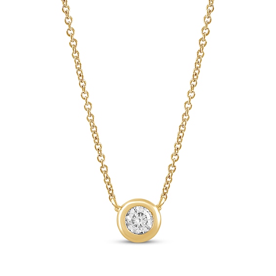 KAY Lab-Grown Diamonds Bezel-Set Solitaire Necklace 1/20 ct tw 14K Yellow Gold-Plated Sterling Silver 18" (F/SI2)