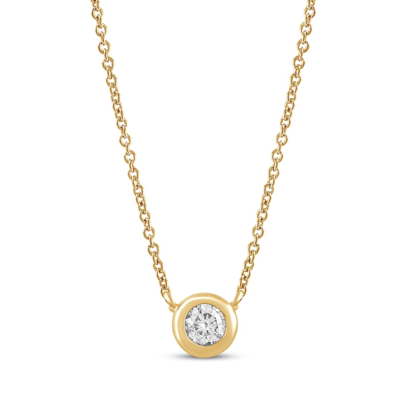 Main Image 1 of KAY Lab-Grown Diamonds Bezel-Set Solitaire Necklace 1/20 ct tw 14K Yellow Gold-Plated Sterling Silver 18" (F/SI2)