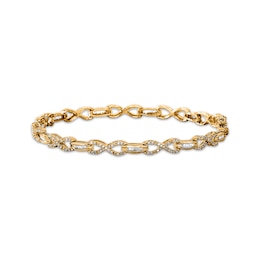 Diamond Infinity Bracelet 1 cttw Baguette & Round 10K Yellow Gold 7.25"