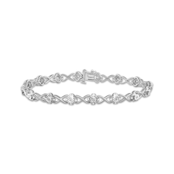 Diamond Bracelet 1/10 ct tw Round-cut Sterling Silver 7.5"