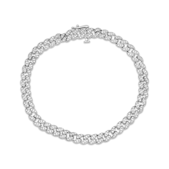 Diamond Curb Bracelet 1 ct tw Round-cut 10K White Gold 7.5"
