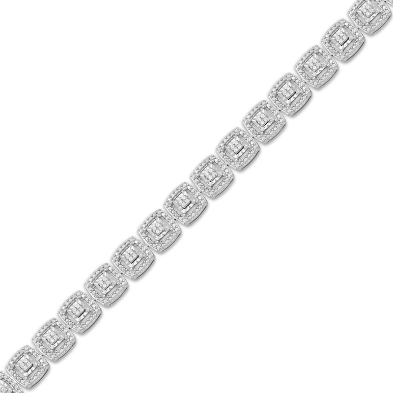 Main Image 2 of Diamond Cushion Link Bracelet 1/4 ct tw Sterling Silver 7.25"