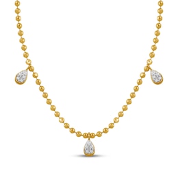 KAY Lab-Grown Diamond Accent Triple Teardrop Station Necklace 14K Yellow Gold-Plated Sterling Silver 18"