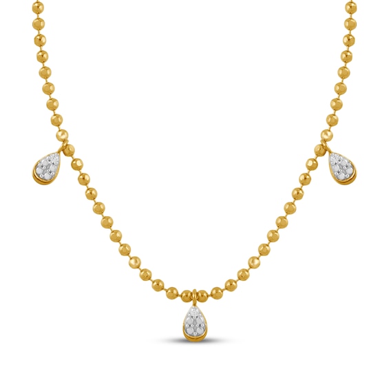 KAY Lab-Grown Diamond Accent Triple Teardrop Station Necklace 14K Yellow Gold-Plated Sterling Silver 18"