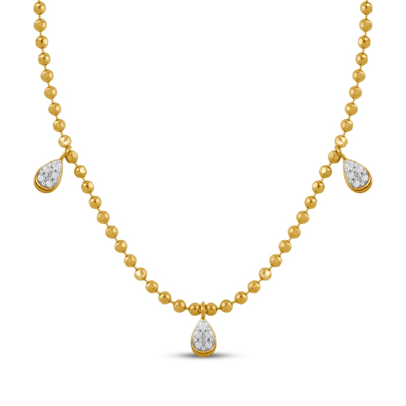 Main Image 1 of KAY Lab-Grown Diamond Accent Triple Teardrop Station Necklace 14K Yellow Gold-Plated Sterling Silver 18"