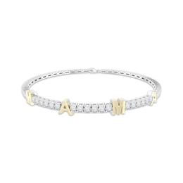 Diamond "Mama" Bracelet 1/3 ct tw Round-cut Sterling Silver & 10K Yellow Gold 7"