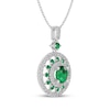Thumbnail Image 2 of Lab-Created Emerald & White Lab-Created Sapphire Double Halo Necklace Sterling Silver 18"