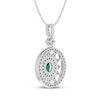 Thumbnail Image 3 of Lab-Created Emerald & White Lab-Created Sapphire Double Halo Necklace Sterling Silver 18"