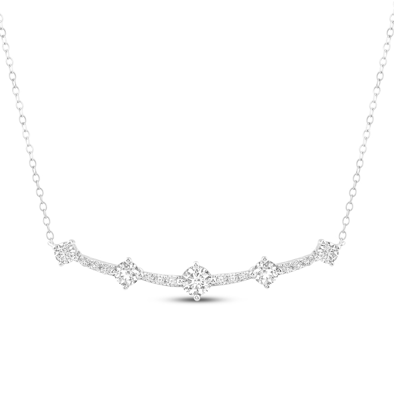 Main Image 1 of Milestones Diamond Station Necklace 2 ct tw 10K White Gold 18"