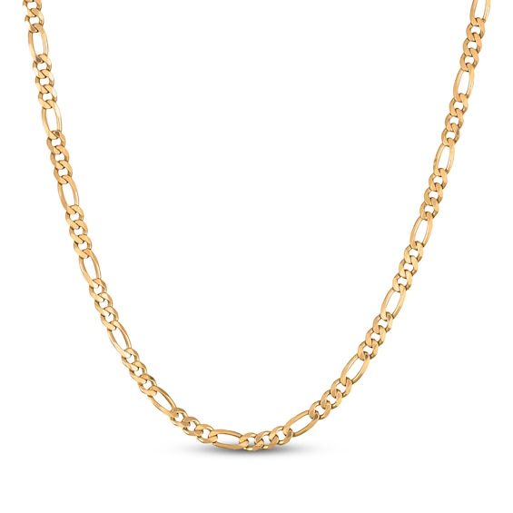 5.35mm Figaro Chain Necklace Solid 14K Yellow Gold 22"